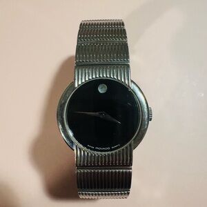 Movado Museum Swiss Quartz Watch | Black Dial Stainless Steel | Needs Battery